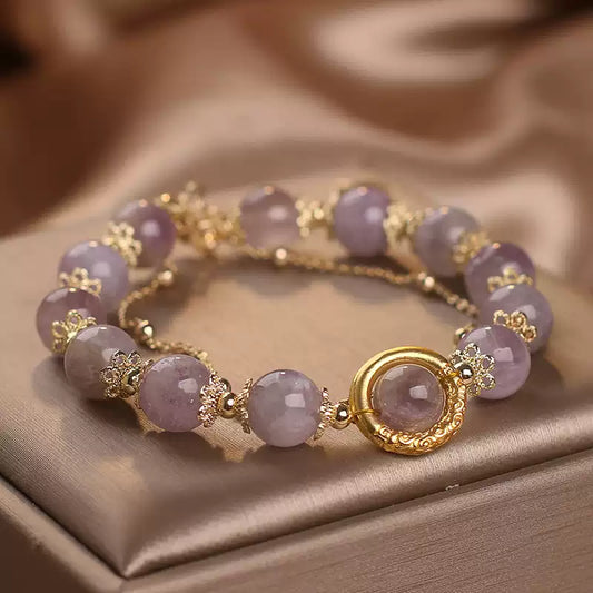 Niche design amethyst bracelet, high-end, exquisite, and luxurious stacking bracelet for women, a perfect gift for friends and family. It carries the meanings of healing, blessings, and good fortune.