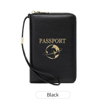 MIYIN RFID Shielded Passport Holder, Multifunctional Travel Wallet with Card Slot, ID Window, Wristband, Zip Closure, Large Capacity