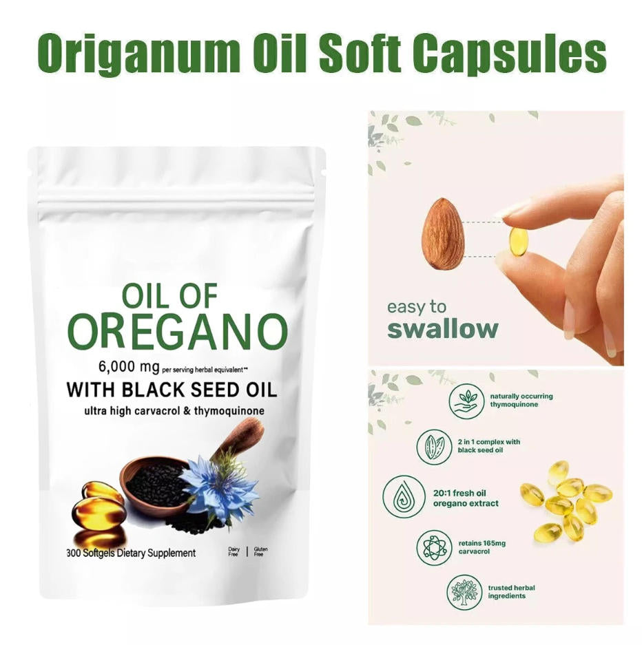 Oregano Oil 6000mg 300gels Contains Carvacrol and Thymoquinone