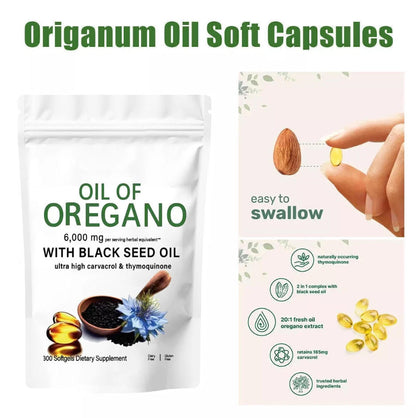 Oregano Oil 6000mg 300gels Contains Carvacrol and Thymoquinone