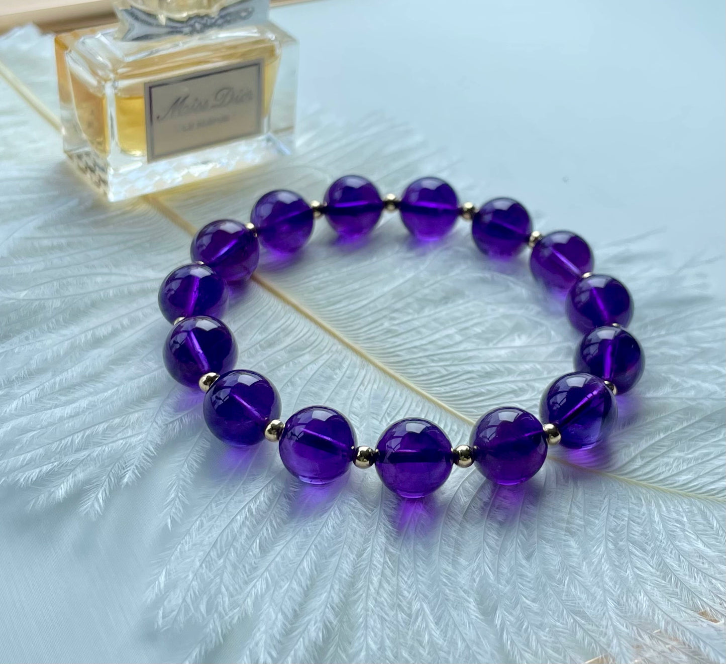 Natural Amethyst Bracelet Wealth-Attracting, Fortune-Gathering, Healing Bracelet,Bead Size: 10mm