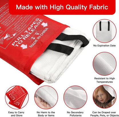 4Pack-Prepared Hero Emergency Fire Blanket -Fire Suppression Blanket for Kitchen, 40" x 40"Fiberglass Fire Blanket for House Rapid FireSuppression,Flame Retardant Protection andHeat Insulation Designed, for Kitchen,Fireplace,Grill, BBQ