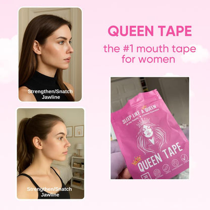 Queen Mouth Tape - 3 month supply mouth tape, pink, gentle, adhesion, 30 Strips, sports accessories