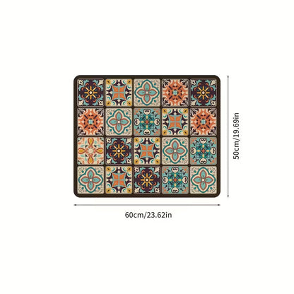 Simple Floral Washer Dryer Cover Mat Fridge Dust Dryer Washing Top Dust-Proof Covers Oven Coffee Mat Desk Cover Boho Style Multi-Purpose Mat (23.6in*19.7in)