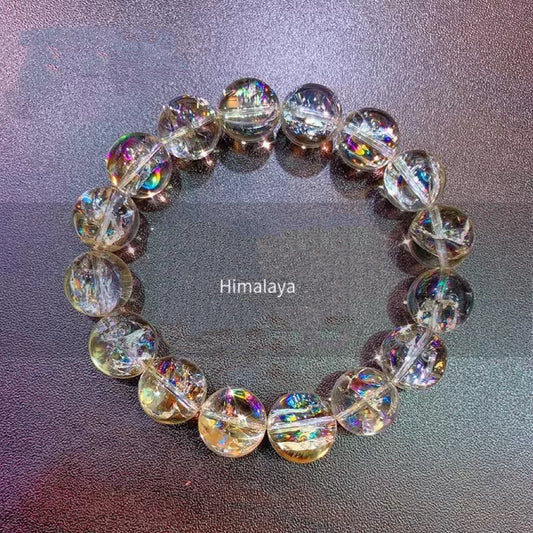 Rainbow Crystal Bracelet, Himalayan Crystal Bead Bracelet, Rainbow Clear Quartz Brahma Astral, Blessings, Energy & Good Fortune