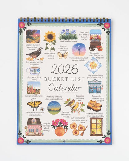 Brooklyn Swenson 2026 Bucket List Calendar Spiral Bound Art Planner Notebook 9x24 Uncoated Matte Cardstock Monthly Budget Planner