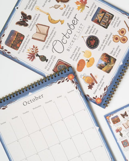 Brooklyn Swenson 2026 Bucket List Calendar Spiral Bound Art Planner Notebook 9x24 Uncoated Matte Cardstock Monthly Budget Planner