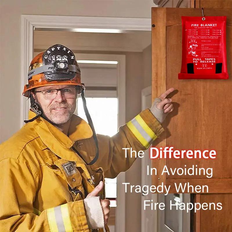 4Pack-Prepared Hero Emergency Fire Blanket -Fire Suppression Blanket for Kitchen, 40" x 40"Fiberglass Fire Blanket for House Rapid FireSuppression,Flame Retardant Protection andHeat Insulation Designed, for Kitchen,Fireplace,Grill, BBQ