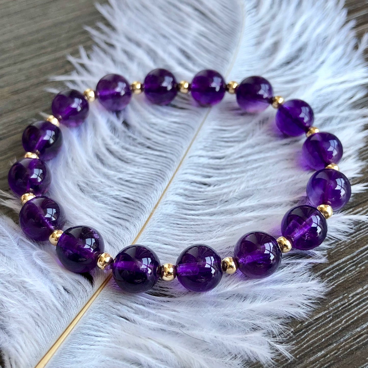 Natural Amethyst Bracelet Wealth-Attracting, Fortune-Gathering, Healing Bracelet,Bead Size: 10mm